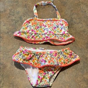 Floral Janie and Jack girl’s two piece swimsuit